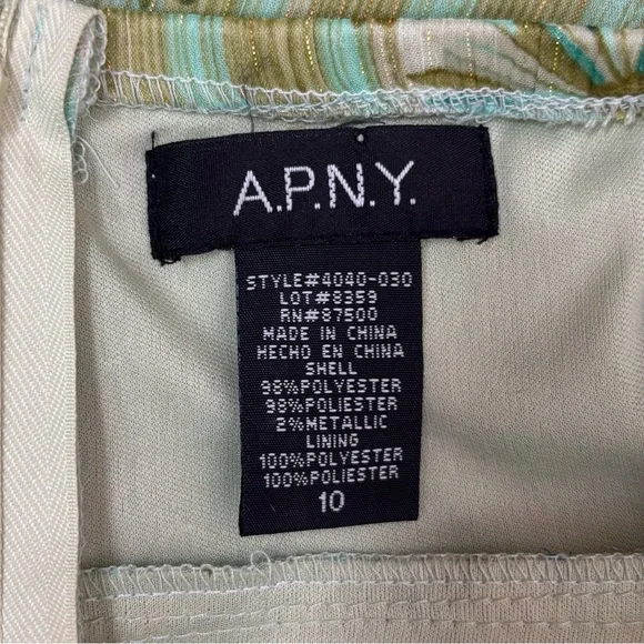A.P.N.Y Halter Midi Dress Size 10 Green Floral Gold Metallic Fairy Y2K - Picture 6 of 7